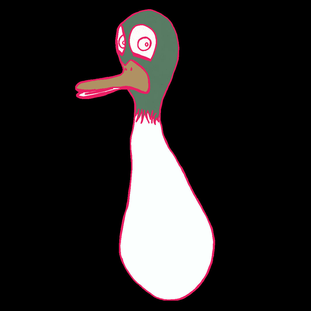 an anthropomorphic duckpin bobbing back and forth